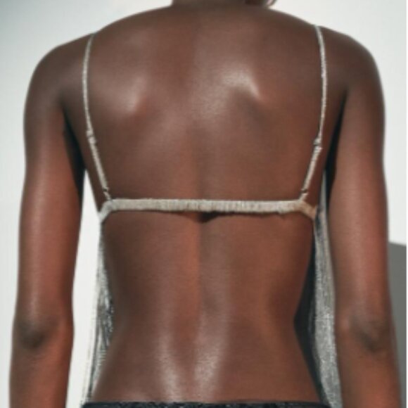 OPEN BACK BEADED MESH TOP - Picture 1 of 10